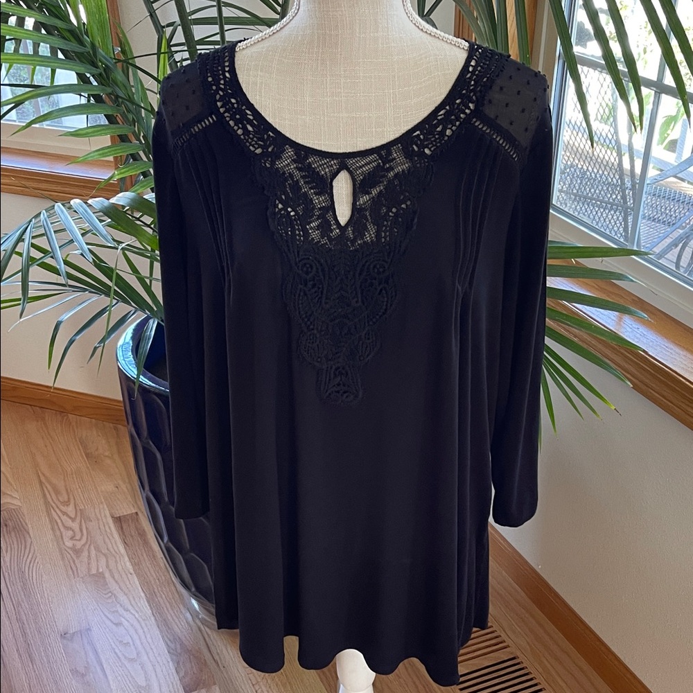 Daniel Rainn Elegant Black Lace Blouse